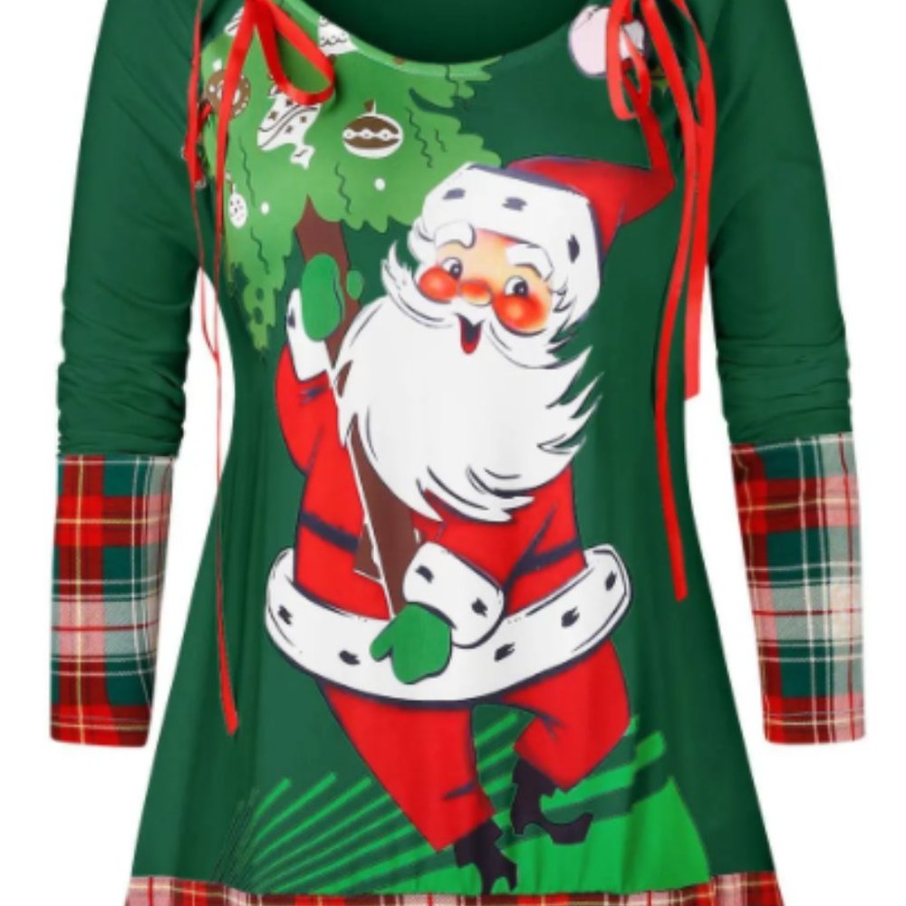 Retro Santa Christmas Plus Size Top